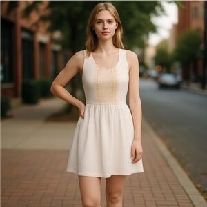 Blue Rain boutique sundress sweet classic summer dress lacey ribbon top sz L LG